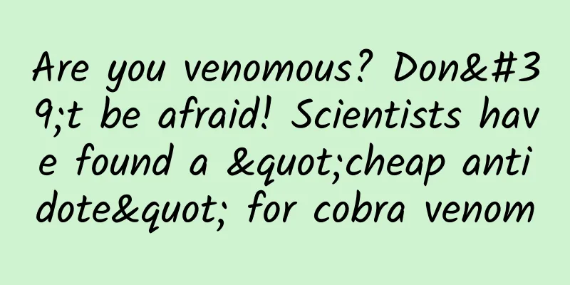 Are you venomous? Don't be afraid! Scientists have found a "cheap antidote" for cobra venom