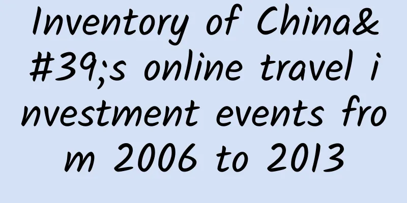 Inventory of China's online travel investment events from 2006 to 2013